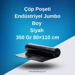 Çöp Poşeti Endüstriyel Jumbo Boy Siyah 350 Gr 80×110 cm